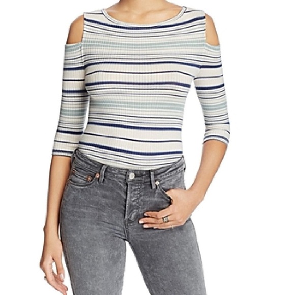 Free People Rory Striped Cold-Shoulder Top - Picture 2 of 14